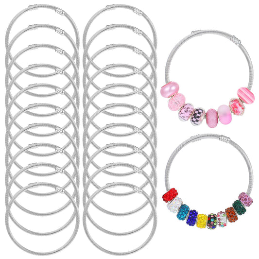 Telooco 20Pcs Snake Charm Bracelet Stainless Steel Snake Bracelet for Jewelry Making