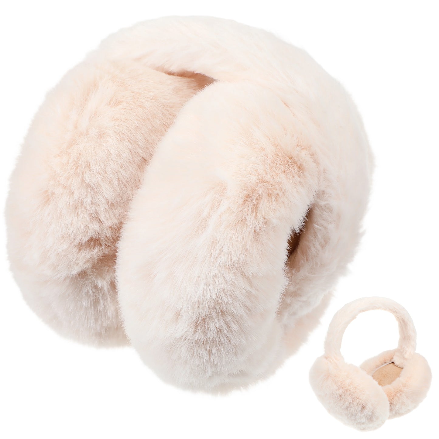HekouJiub Earmuffs for Women Ear Muffs for Winter Faux Fur Warm Earmuffs(Beige)