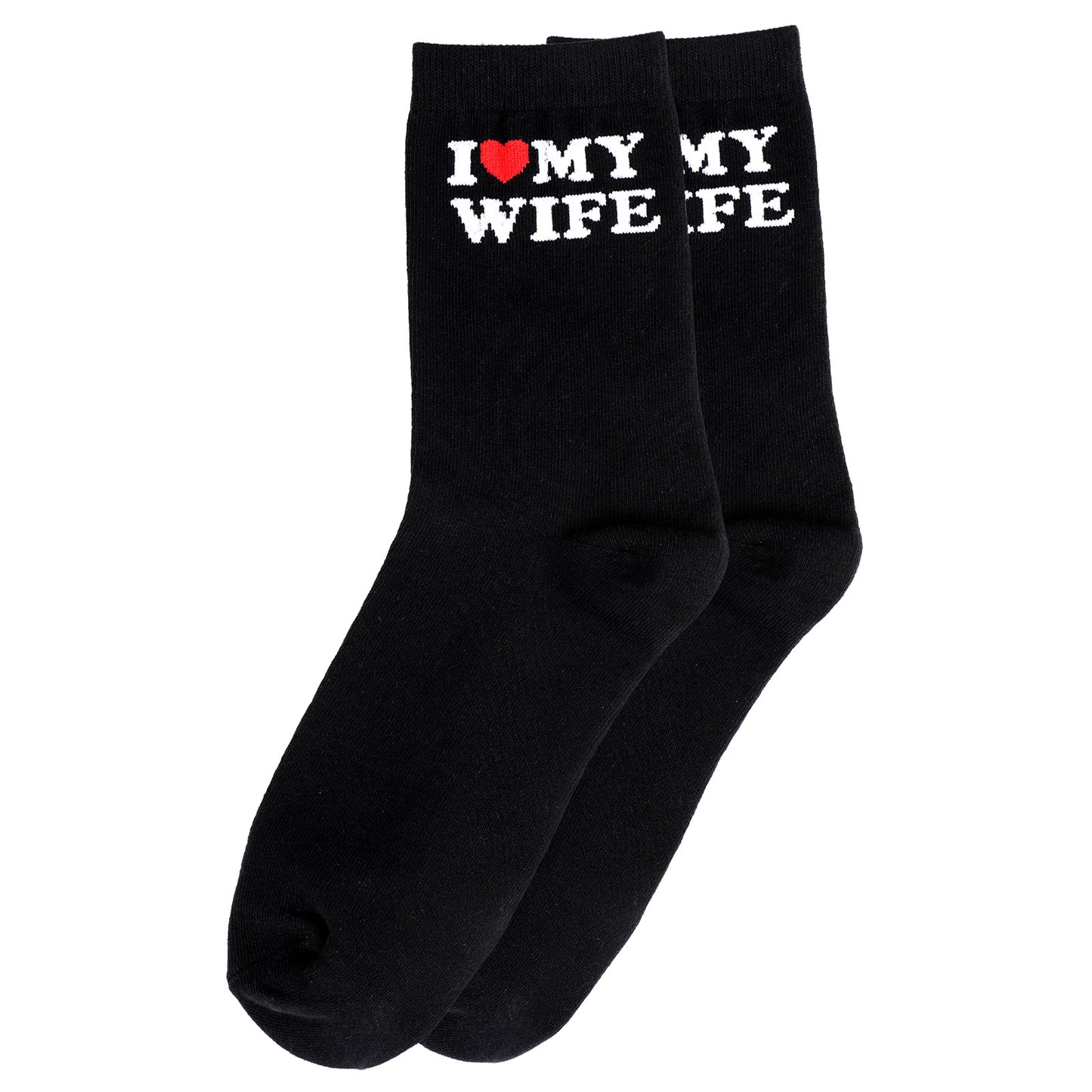 Neyauo Husband Socks, Soft Cotton I Love My Wife Socks, Wedding Groom Gift, Funny Anniversary Birthday Present, Black