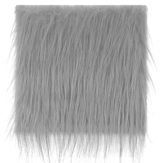 Faux Fur Fabric, 10 X 10 Inches Fluffy Plush Fabric Fur Trim Pre-Cut Craft for Crafts, Gnomes, Costume, Fursuit, Doll, Christmas Decoration (Gray)