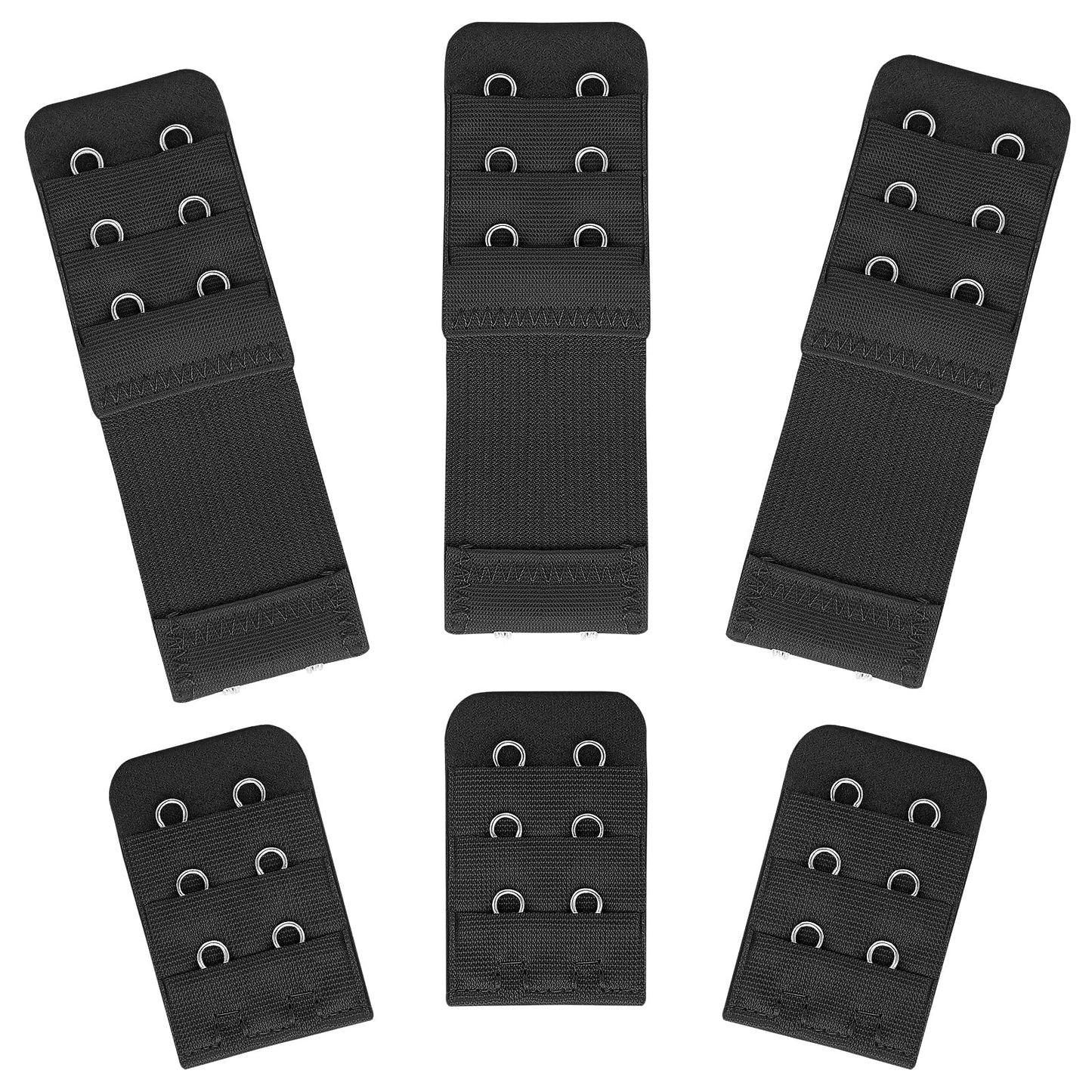 Lusofie 6 Pieces Bra Extenders 2 Hooks 3 Row Soft and Comfortable Elastic Bra Strap Extender Bra Extender for Women Lady(Black)