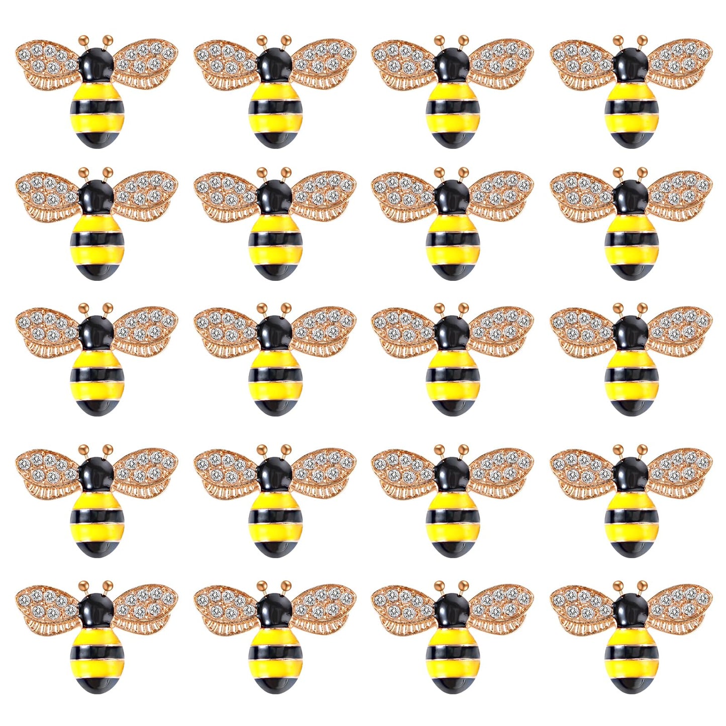 Lusofie 20 PCS Enamel Bee Charms 0.9×0.6“Bee Pendants Rhinestone Honeybee Jewelry Making Crafting for Halloween DIY Handmade Nail Crafts Necklace Bracelet Earrings