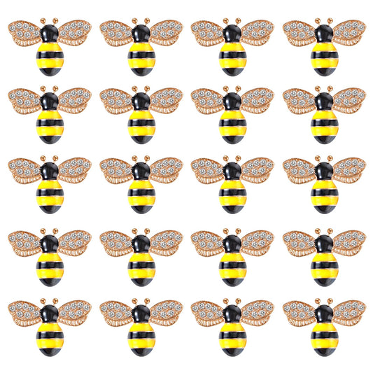 Lusofie 20 PCS Enamel Bee Charms 0.9×0.6“Bee Pendants Rhinestone Honeybee Jewelry Making Crafting for Halloween DIY Handmade Nail Crafts Necklace Bracelet Earrings