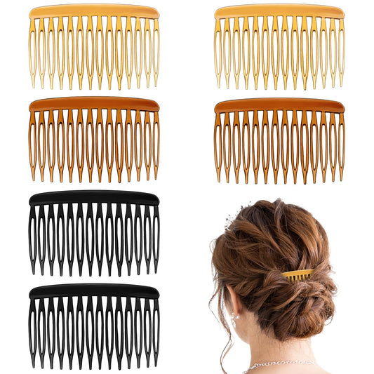 6 Pcs 14 Teeth Plastic Hair Side Combs French Twist Comb Vintage Fine Hair Clips Pins Accessories French Side Hair Comb Decorative Hair Styling Comb for Women Girls Bridal Wedding Veil Fine Hair