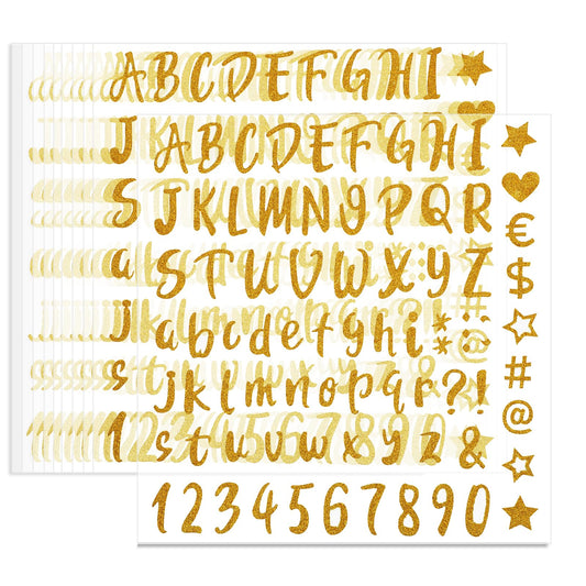 800 Pcs 10 Sheets Gold Letter Stickers Self Adhesive Letter Stickers Small 1.1inch Glitter Letters Stickers Waterproof Alphabet Number Stickersfor DIY Crafts Art Making, Address Number, Decor, Sign