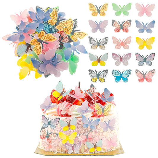 72Pcs Edible Butterflies for Cake Decorating Edible Butterfly Cupcake Toppers Wafer Paper Butterflies for Cakes Colorful Butterfly Cake Topper Small Cake Butterfly Decorations for Birthday Cakes Decor