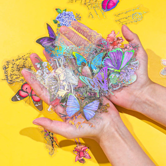 Lusofie 120 pieces Fairy Gold foil Holographic Stickers Set, Vintage Gold Foil Stickers Butterfly Fairy Flower Stickers for Scrapbook Junk Bullet Journals Laptop, Water bottles Decor