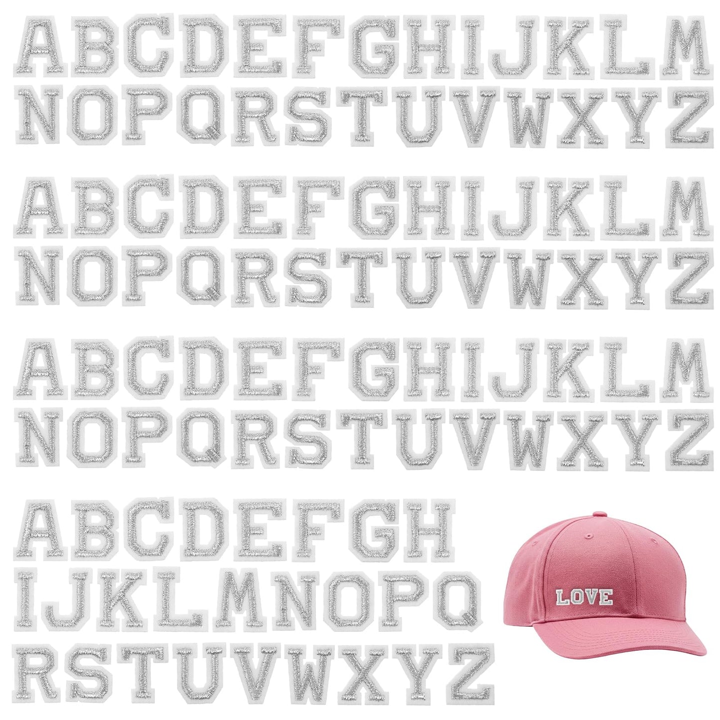 104pcs Iron on Letter Patches, 0.7 Inch Embroidered Alphabet Fabric Letters