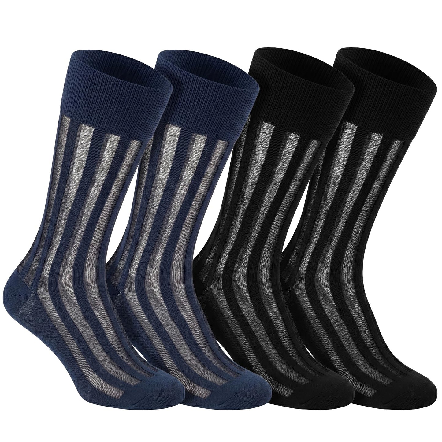 2Pairs Silk Sheer Socks Men, Sheer Nylon Stockings Dress Shoe Socks