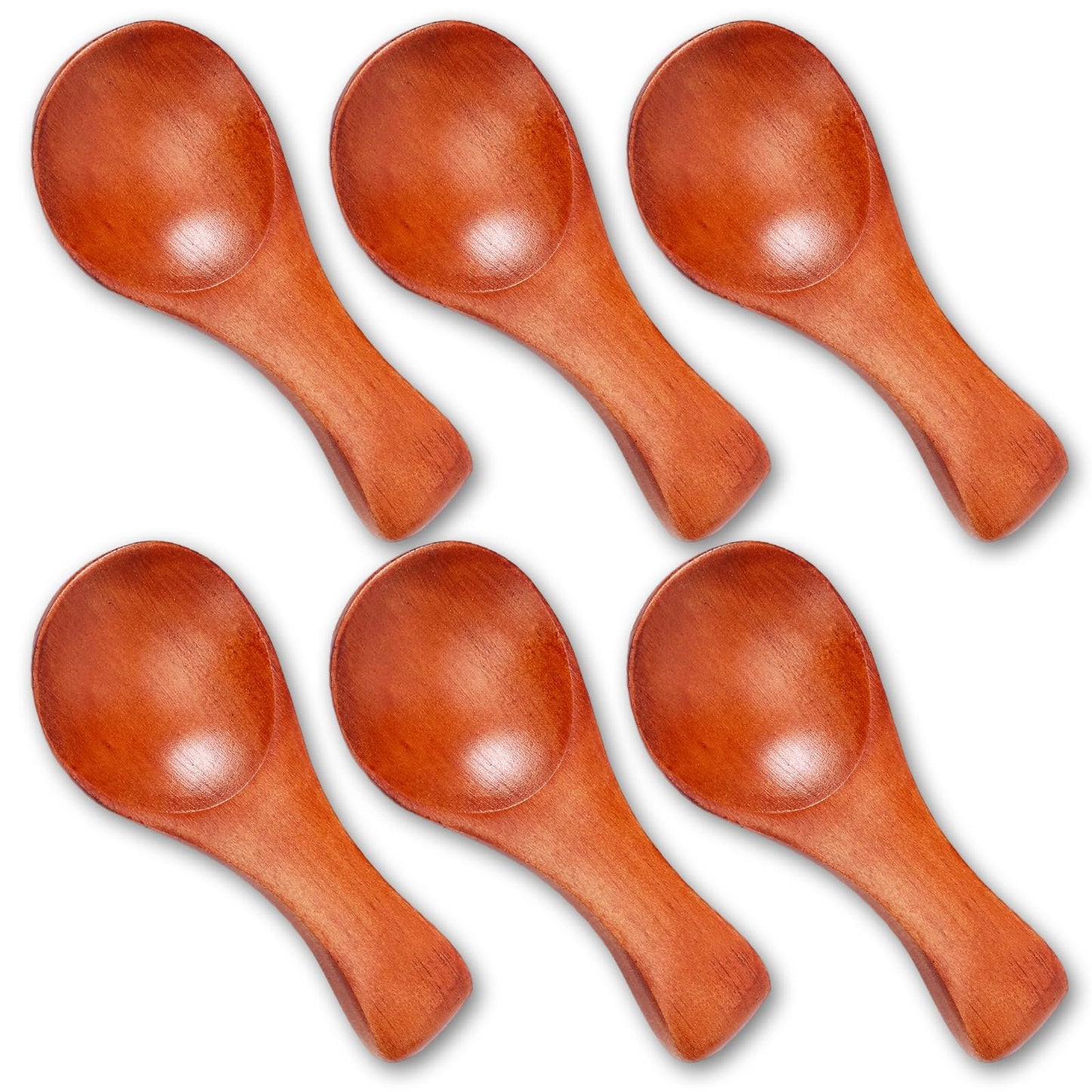 Pack of 6 Wooden Spoons Small 8.5 cm Spice Spoon Mini Salt Spoon Short Handle Serving Cutlery Wooden Mini Wooden Spoon for Dessert Spoon Sugar Spoon Coffee Spices