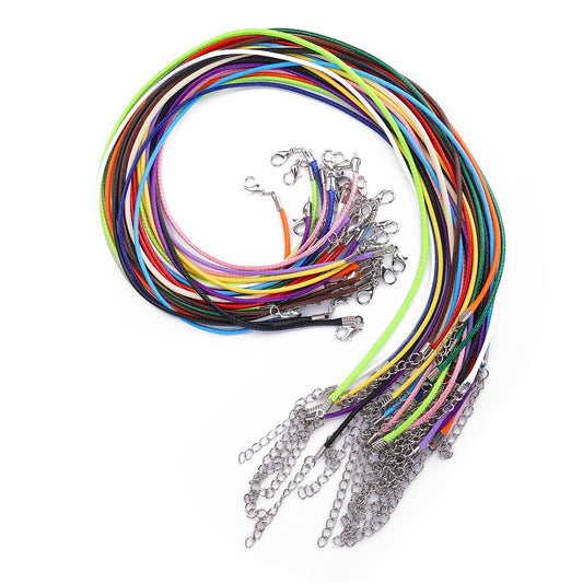 Yolev 28Pcs Necklace Cord Cotton Necklace 18 Inches Mix color Necklace Cord with Lobster Claw Clasp Jewelry Making Necklace Rope String with Clasp for DIY Bracelet Pendant (multicolor)