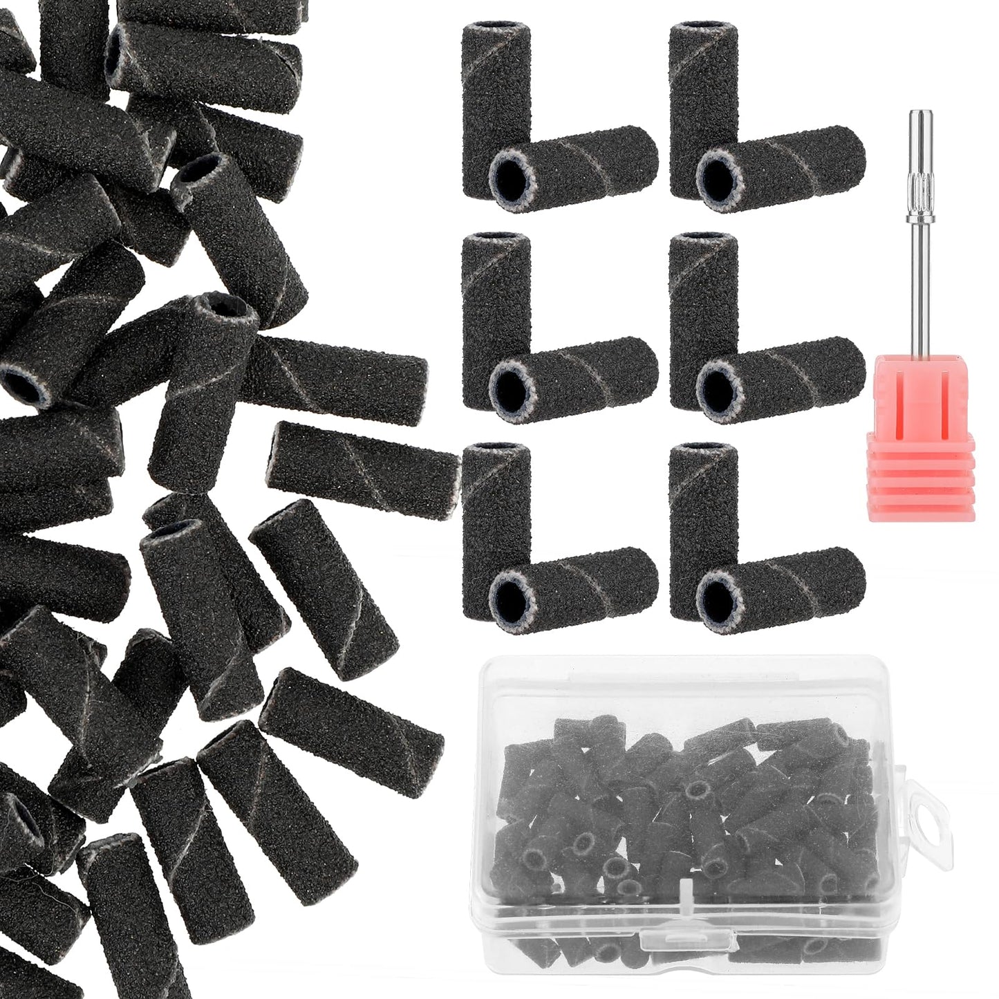 80 Pcs Mini Sanding Bands for Nail Drill 180 Grit Fine Small Sanding Band Nail Drill Bit with 3mm Small Mandrel Nail Bit Nail Drill Sanding Bits for Acrylic Nails Gel Removing Accessories of Nail Tech