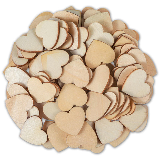 100Pcs Wooden Hearts for Crafts,1 inch Small Wood Hearts Cutout Slices,DIY Unfinished Wooden Ornaments Embellishments Craft Heart Sign Tag for Wedding Party Birthday Valentine's Day Decoration