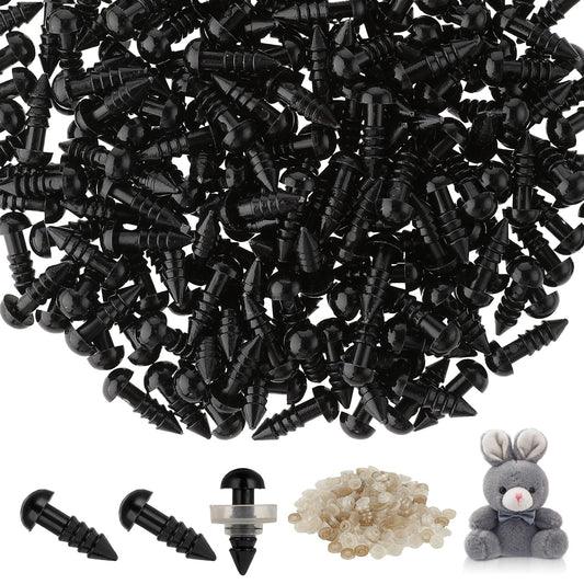 Yolev 200pcs 6mm Black Safety Eyes for with Plastic Washers Safety Eyes for Crochet Craft Safety Eyes Safety Eyes with Washers Doll Eyes for DIY Christmas Decorations Crochet Stuffed Animals Crafting