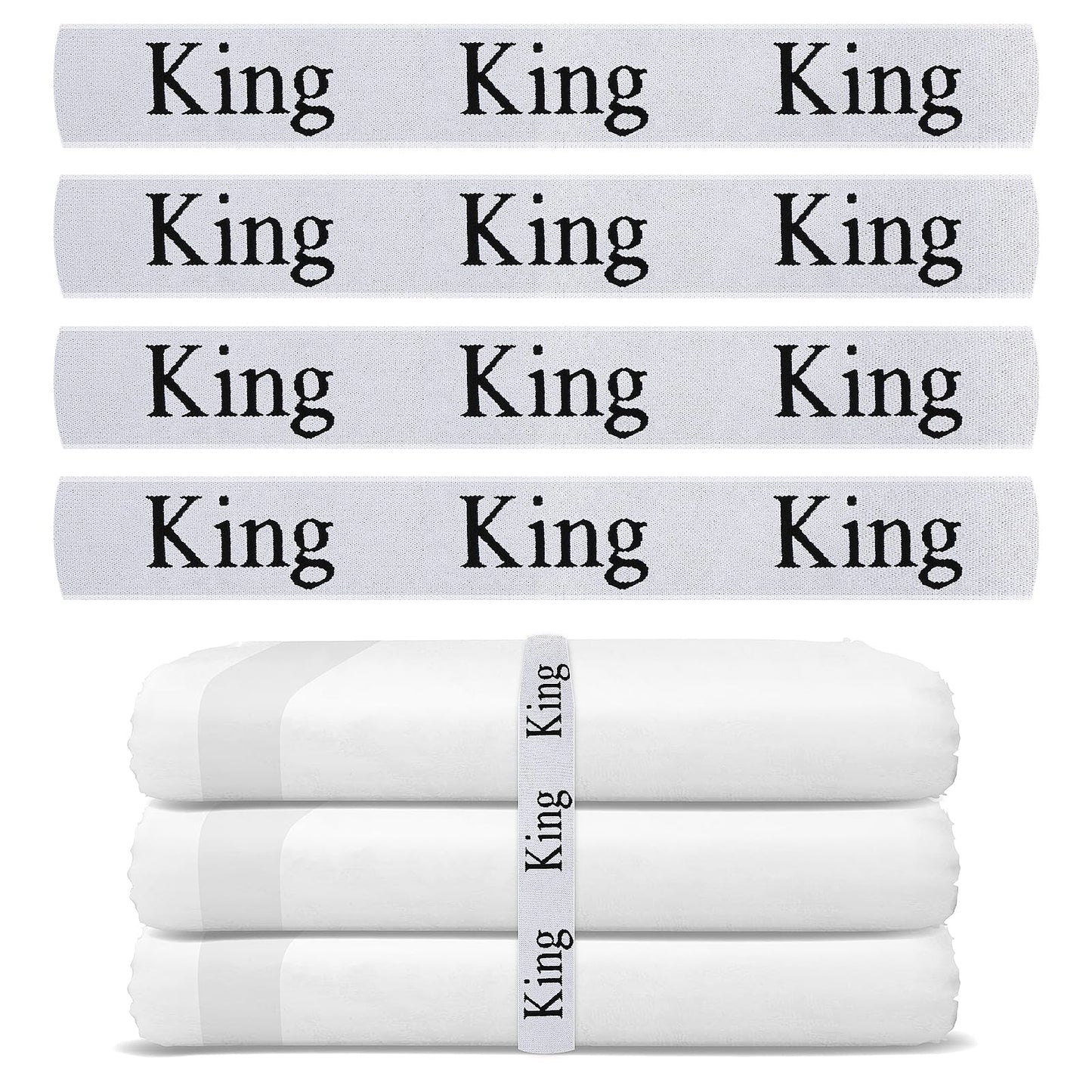 Yolev 4 Packs Bed Sheet Organizer Bands, Sheet Organizer for Linen Closet, Elastic Bed Sheet Storage Sheet Keepers, Linen Labels Bedding Bands (King)