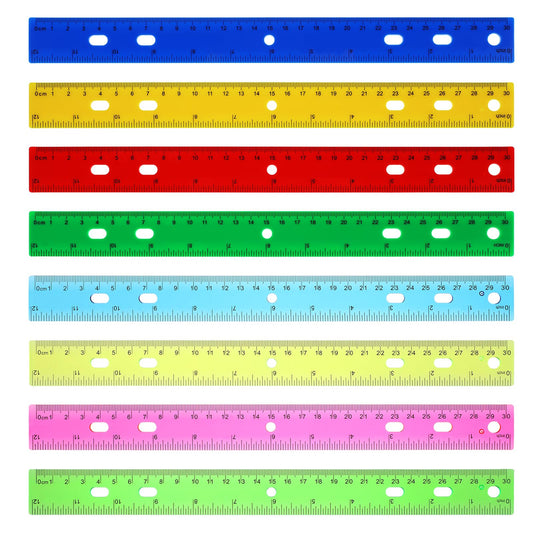 8 Pack Flexible Ruler 30cm Ruler 8 Colors Plastic Shatterproof Bendable Ruler Soft Transparent Ruler Student School Office Classroom Supplies