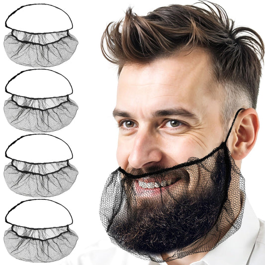 Tucnoeu 100pcs Beard Nets,Hair Nets for Food Service Workers,Breathable Beard Net,Elastic Comfortable Protective Beard Covers for Men