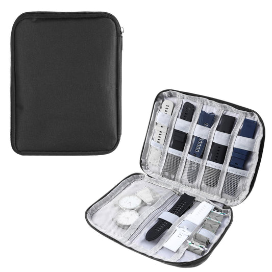 HaiFafafaing Watch Band Storage Case - Watch Band Organizer - Waterproof Watchband Holder For Smartwatch Bands, Cables, Earphones, And Accessories(Black)