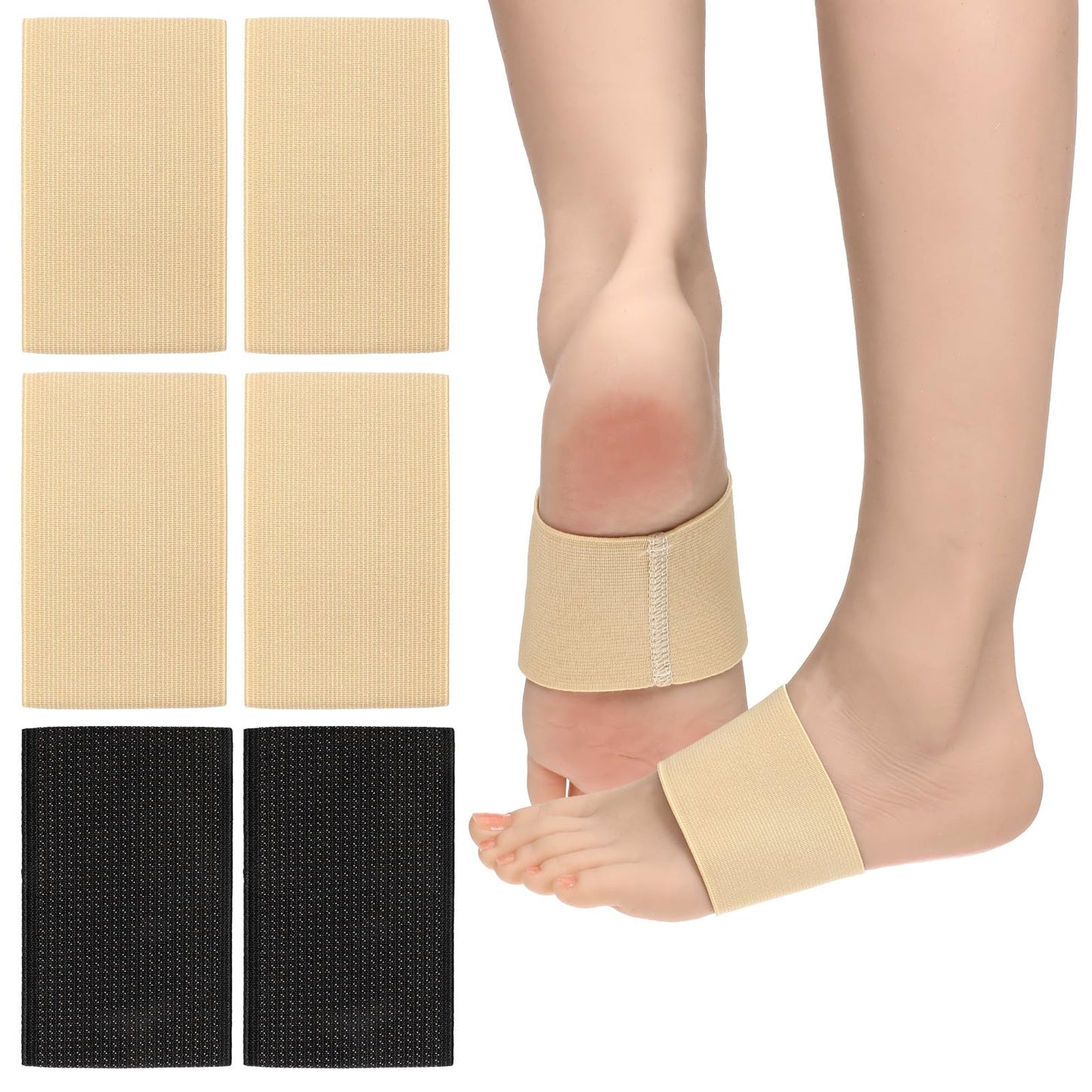 Josojoou 3Pairs Copper Arch Support Sleeves Foot Compression Sleeve Universal Size Plantar Fasciitis Relief Brace for Heel Spurs, Flat Fallen Arches and High Arch Pain Relief(1Black+ 2Beige)