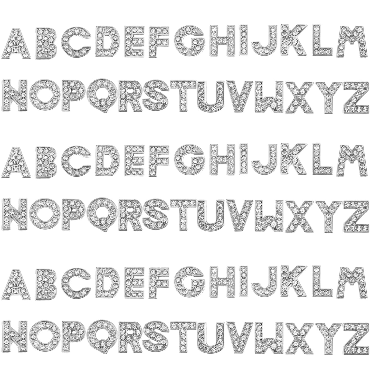 Telooco 78Pcs Rhinestone Letters Charms A-Z Full Rhinestones Slide Alphabet Charms 8mm Initial Charms for Necklaces Bracelets Jewelry Making Crafts Charms