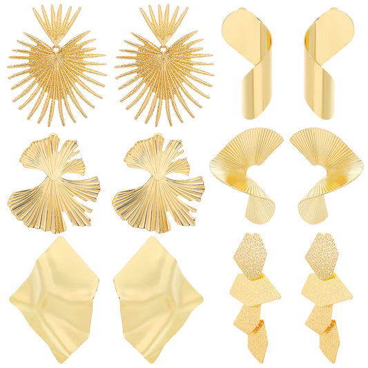 6 Pair Gold Statement Earrings Big Gold Geometric Exaggerated Earrings Minimalist Earrings Jewelry for Women and Girls