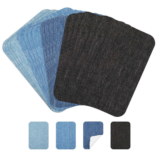 Telooco 20-Piece Garment Iron-On Patches Jeans Iron-On Patches for Inside and Outside 4-Shade Jeans Blue Patching Decorative Kit Dimensions 3" x 4-1/4" (7.8cm x 10.8cm)