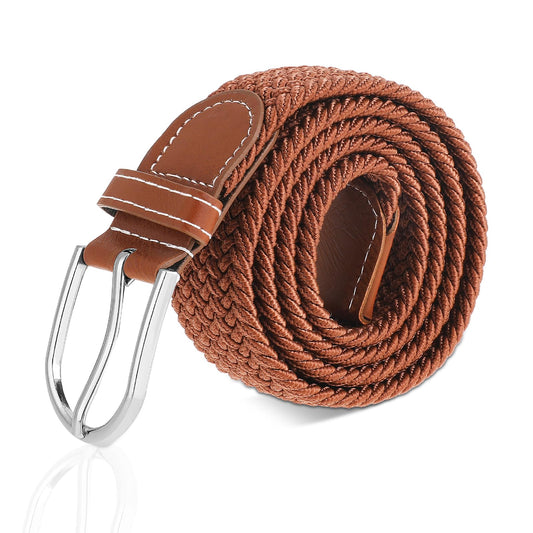 Kids Belt Elastic Braided Belt Pin Buckle Suspenders For Kids Woven Girls Boys Belts Brown Suspenders For Boys Girls School Uniforms Baseball Golf Solid Color Brown
