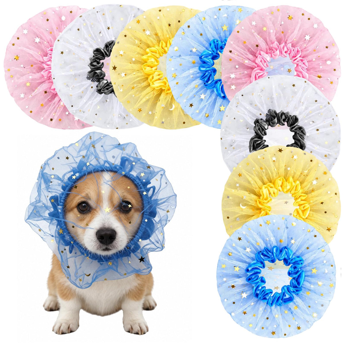 8Pcs Anti Scavenging Dog Mesh Head Cover Breathable Elastic Dog Head Net