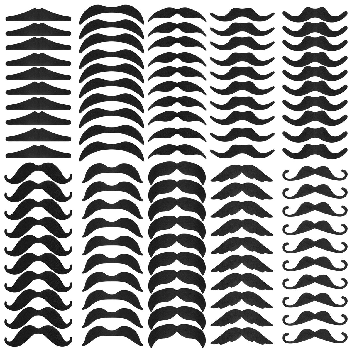 100 Pcs Black Fake Mustaches Self Adhesive Novelty Hairy Beard Facial Hair