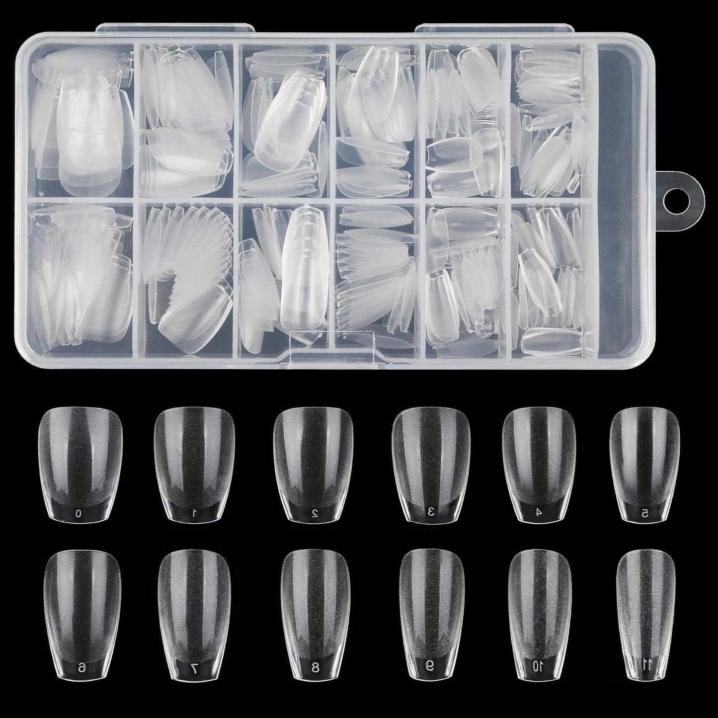 Lusofie 240Pcs Extra Short Coffin Nail Tips Pre-Filed Half Matte Short Coffin Nail Tips Clear Acrylic Full Cover Fake Soft Gel Nail Tips for Nail Extensions(XS)