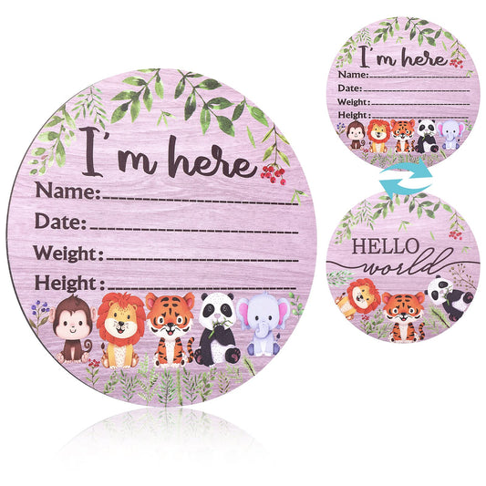 Baby Announcement Sign Hello World Newborn Name Sign Birth Announcement Sign for Hospital Wooden Baby Name Sign Welcome Baby Sign for New Baby Boy and Girl Gifts