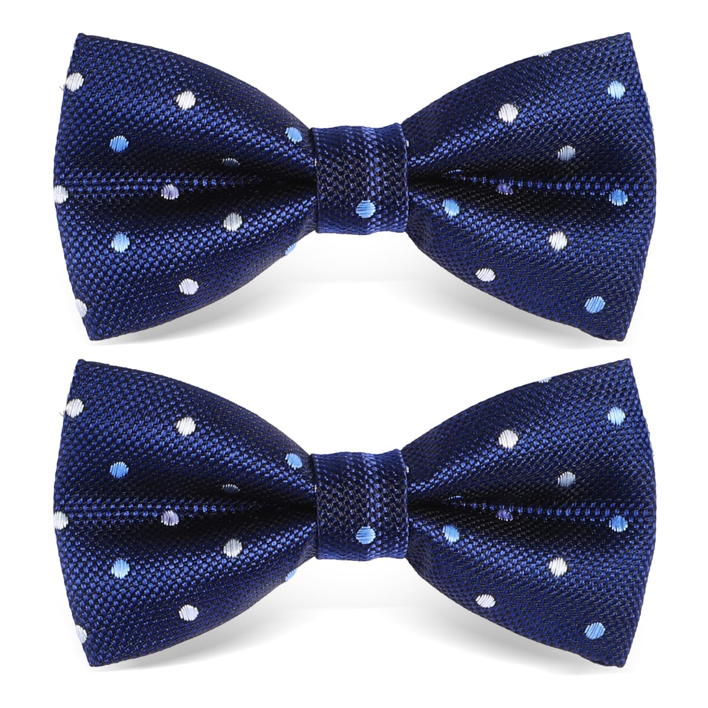 Lusofie 2Pcs Bow Ties for Boys, Pre-Tied Kids Polka Dot Bows Tie, Adjustable Boys Bow Tie for School Party Wedding Concert Celebration (Blue)