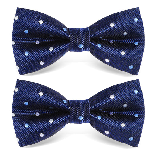 Lusofie 2Pcs Bow Ties for Boys, Pre-Tied Kids Polka Dot Bows Tie, Adjustable Boys Bow Tie for School Party Wedding Concert Celebration (Blue)