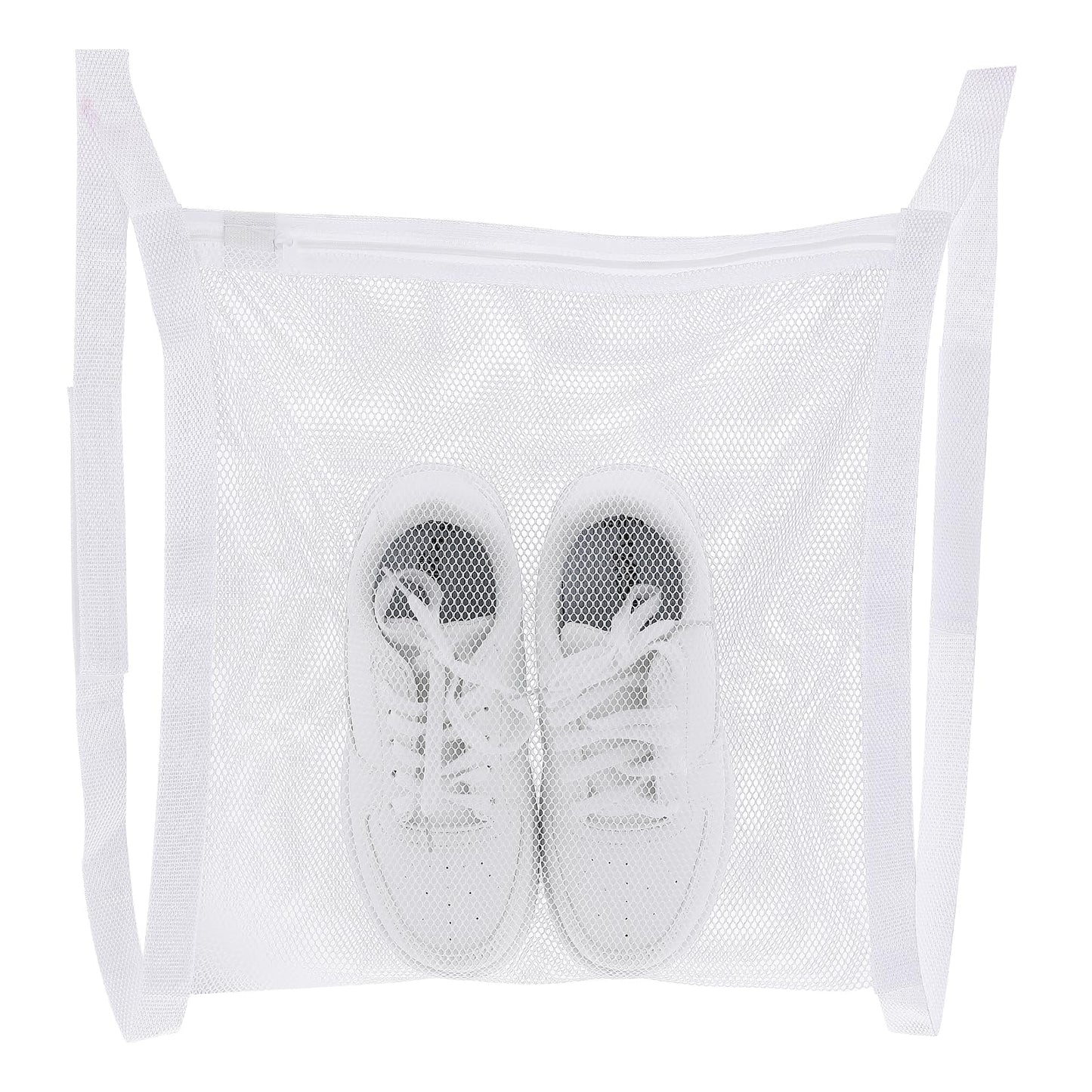 Lusofie 1 Pcs Shoe Washing Machine Bag Large Mesh Laundry Bag 16.3 X15.9 Inch Laundry Bag With Strap And Zipper Sneaker Laundry Dryer Bag For Clothing Shoes Laundry Reusable Bag Tool(White)