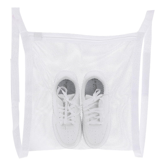 Lusofie 1 Pcs Shoe Washing Machine Bag Large Mesh Laundry Bag 16.3 X15.9 Inch Laundry Bag With Strap And Zipper Sneaker Laundry Dryer Bag For Clothing Shoes Laundry Reusable Bag Tool(White)