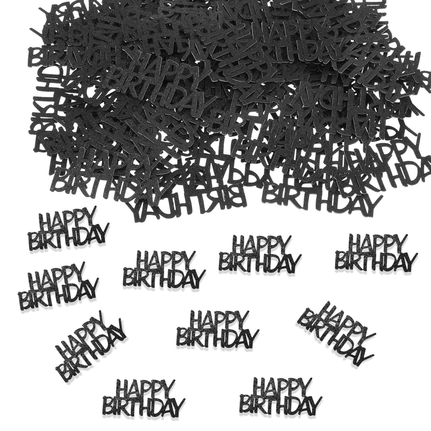 Black Happy Birthday Confetti - Glitter Birthday Confetti for Table,Black Confettis,Birthdays Table Decorations Perfect for Women,Men & Boys (100PCS)