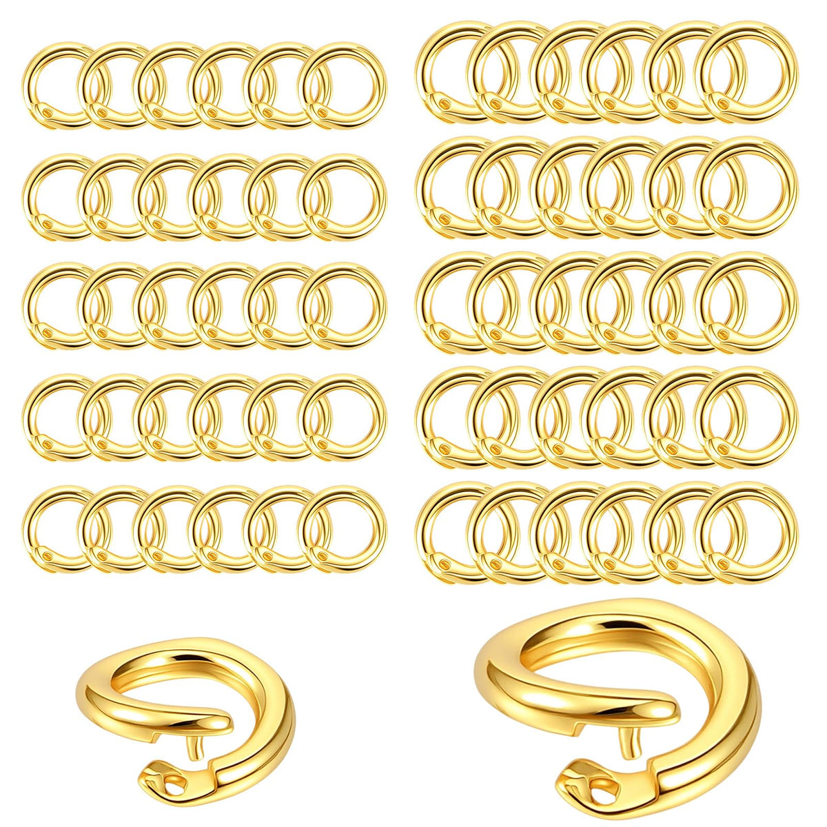 60Pcs 18K Gold Jump Rings for Jewelry Making, Anti-Loss Locking Jump Rings