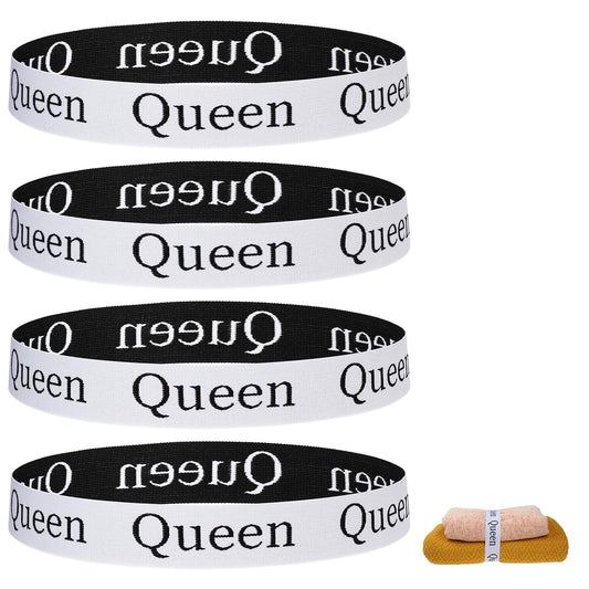 Lusofie 4 Pcs Bed Sheet Organizer Bands Sheets Labels for Elastic Bedding Linen Closet Storage Foldable Sheet Sheet Holder Storage Label Bands for Linen Closet-Elastic Bedding (queen)