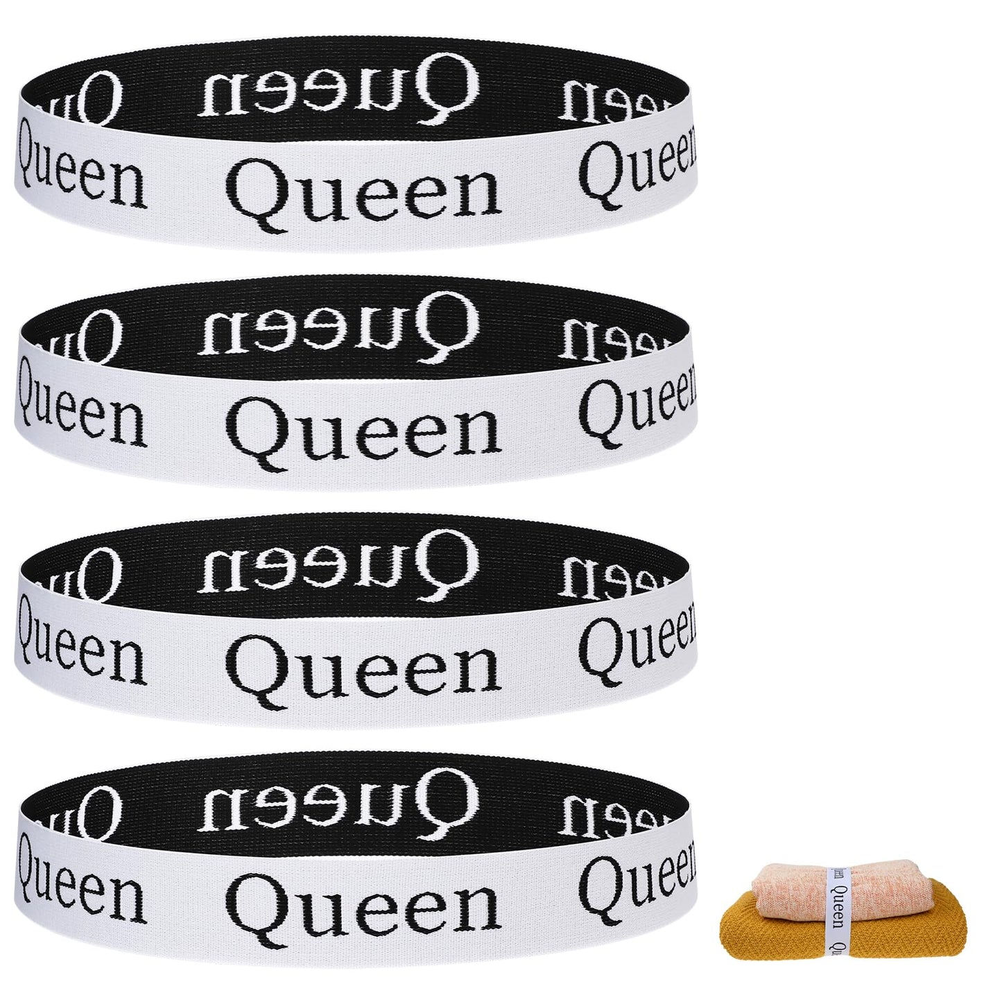 Lusofie 4 Pcs Bed Sheet Organizer Bands Sheets Labels for Elastic Bedding Linen Closet Storage Foldable Sheet Sheet Holder Storage Label Bands for Linen Closet-Elastic Bedding (queen)