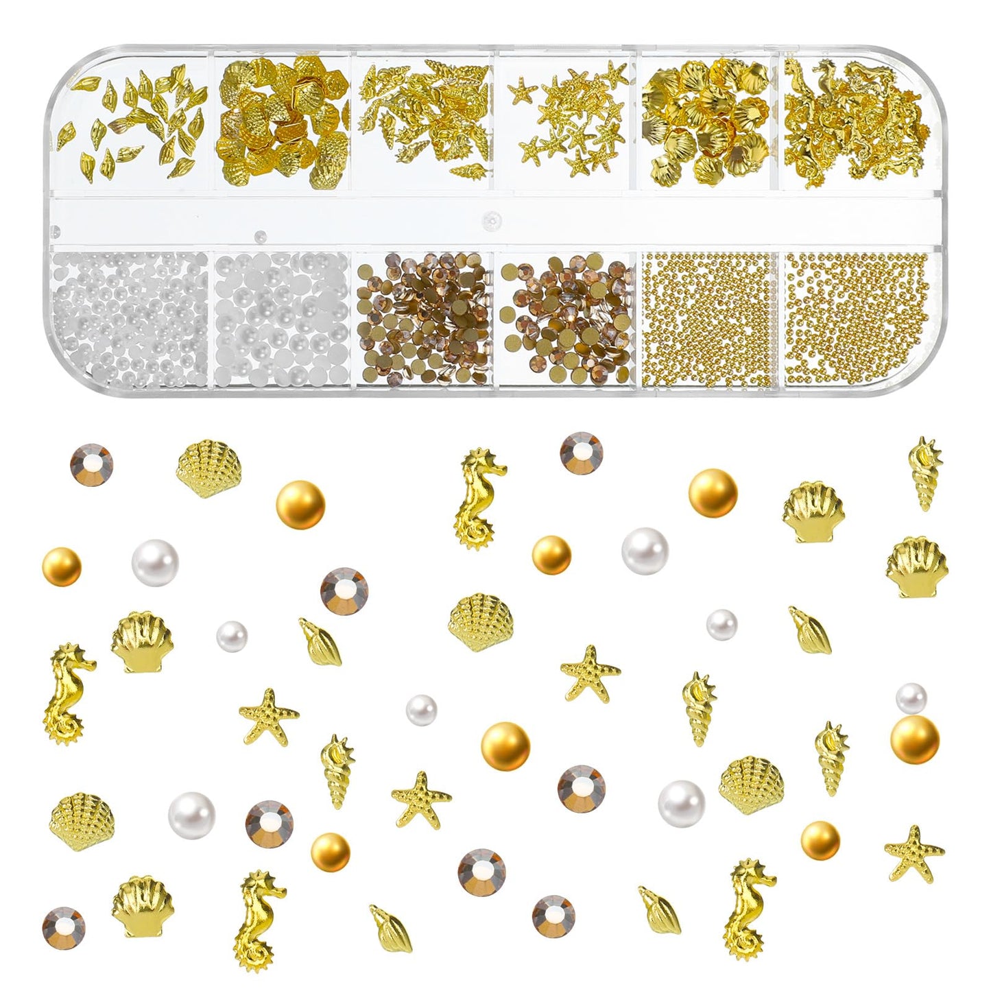 3D Summer Nail Charms Seashell Beach Nail Charms Gold Ocean Nails Charm