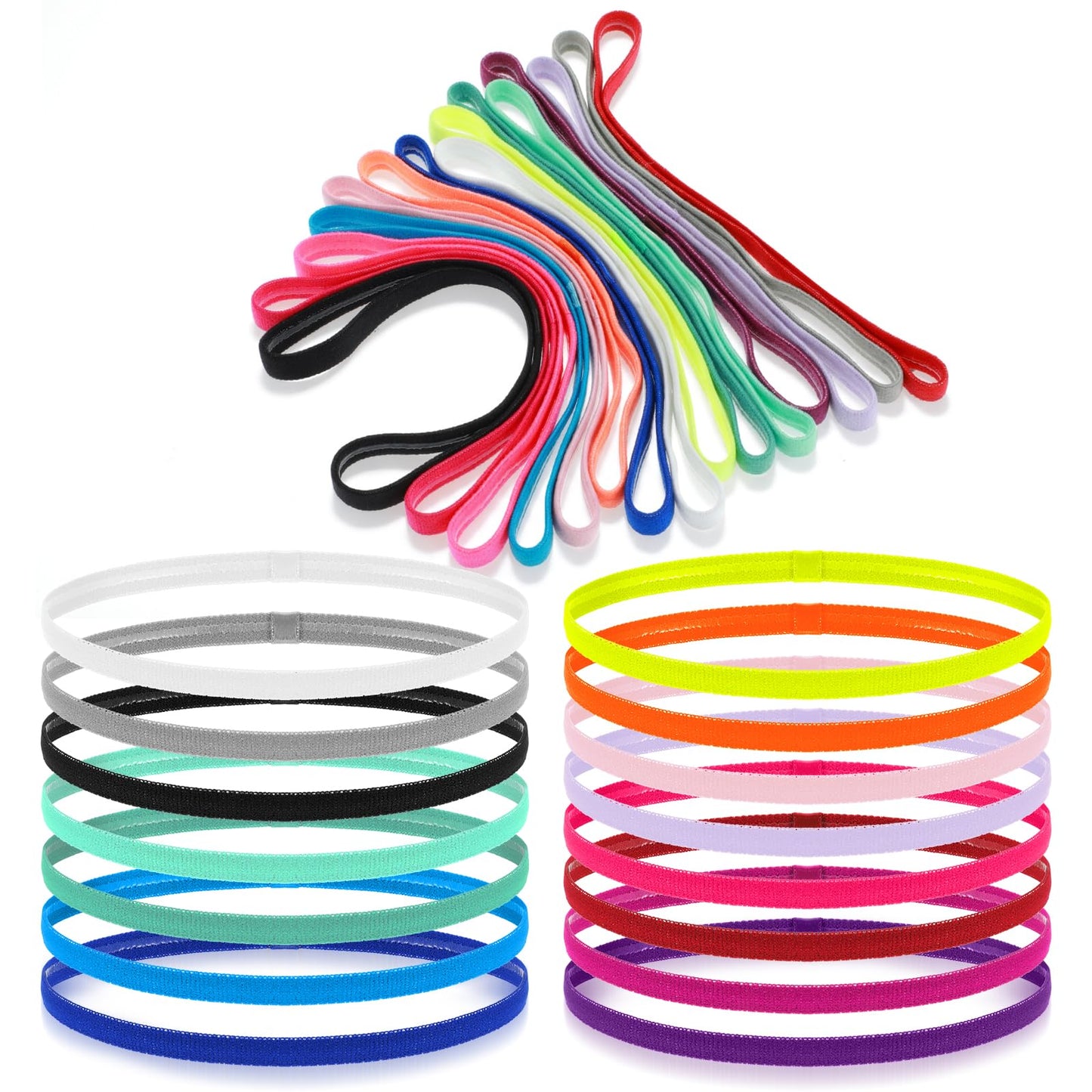 15 Pcs Elastic Thin Headbands For Women, Stretchy Skinny Headbands