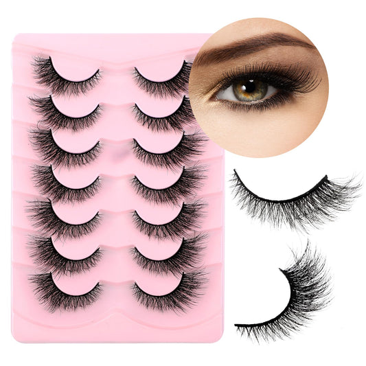 Telooco Fox Eye Lashes Natural Look Faux Mink Lashes 7 Pairs Fluffy Wispy Cat Eye Lashes That Look Like Extensions