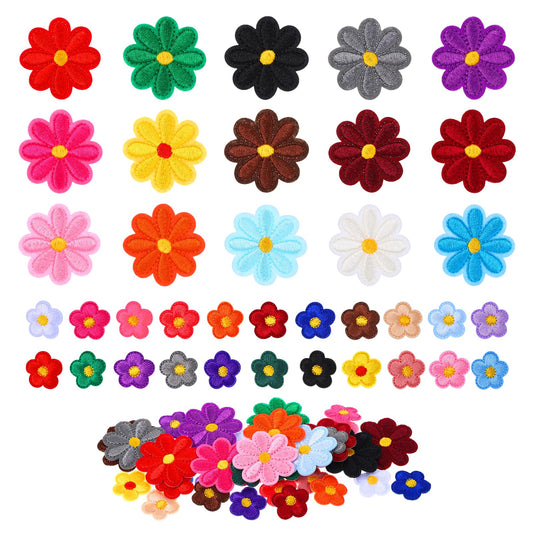 Lusofie 37 Pcs Flower Iron On Patches 2 Size Embroidered Flower Patches Sew Patch Applique for Clothes Patches for Jackets Bags Jeans Clothes DIY Decorative Patches(Multicolor)