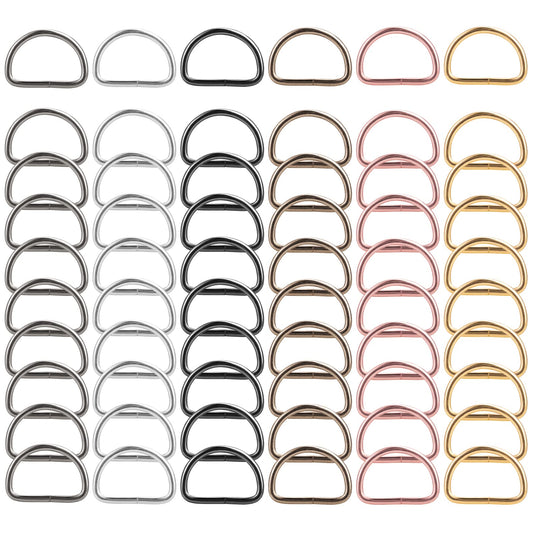 60 Pieces Metal D Rings D-Shape Buckle Clips Multi-Purpose Mixed Color D-Rings for Purse Keychains Belts and Dog Leash Hand DIY Accessories (6 Colors, 0.98in)