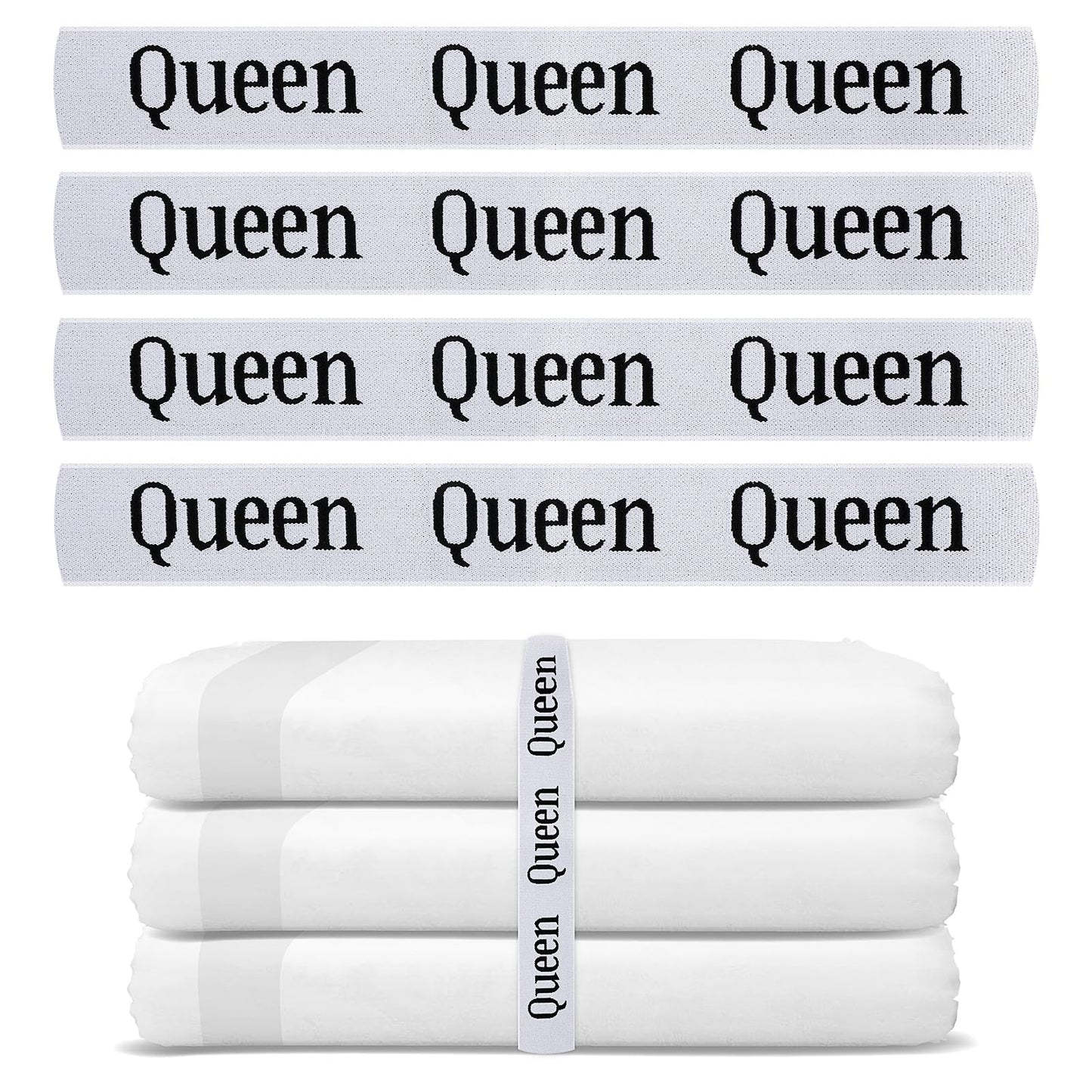 Yolev 4 Pack Bed Sheet Organizer Bands, Sheet Organizer for Linen Closet, Elastic Bed Sheet Storage Sheet Keepers, Linen Labels Bedding Bands (Queen)