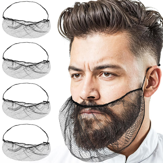 Tucnoeu 50Pcs Nylon Beard Nets Food Service,Disposable Black Beard Covers Prevent Beards from Falling Beard Net for Food Service,Cooking Cleaning,Building Home
