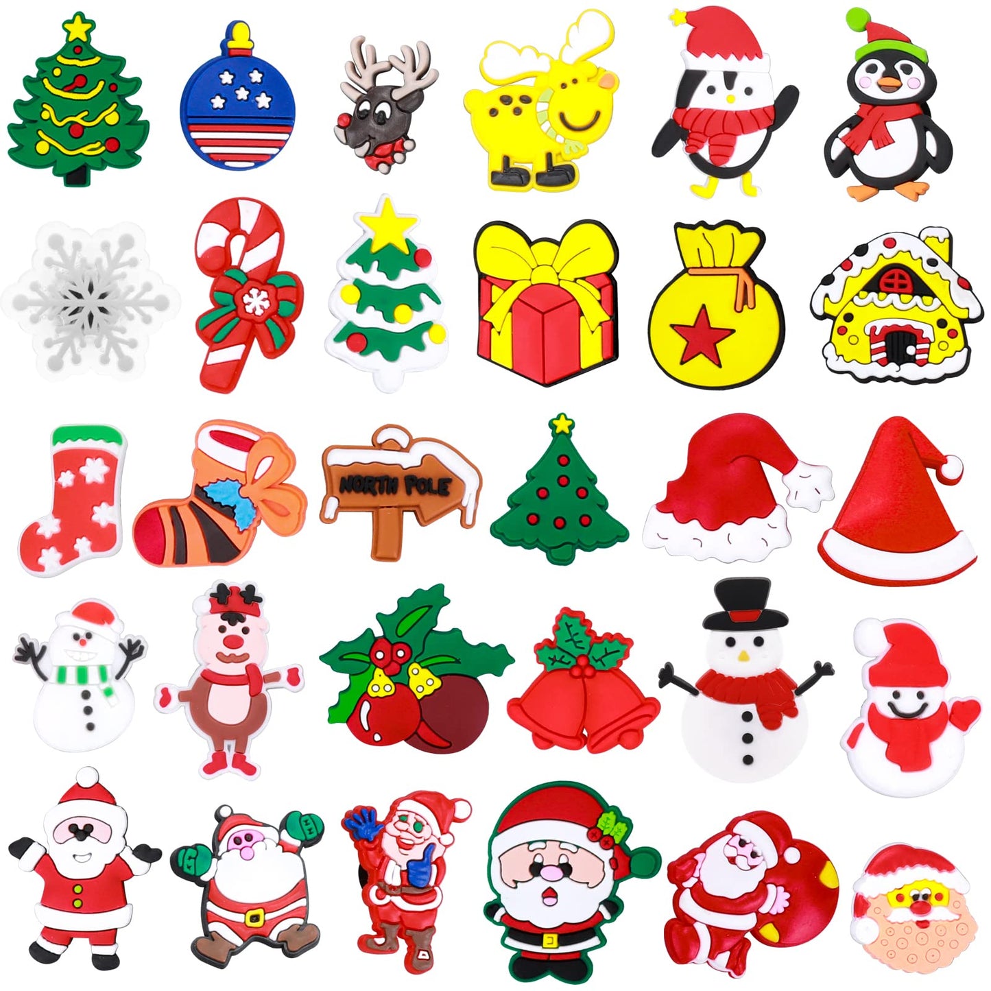 Lusofie 30pcs Christmas Shoe Charms?PVC Different Accessories Charms for Shoes Bracelets Birthday Party Favor Decorations