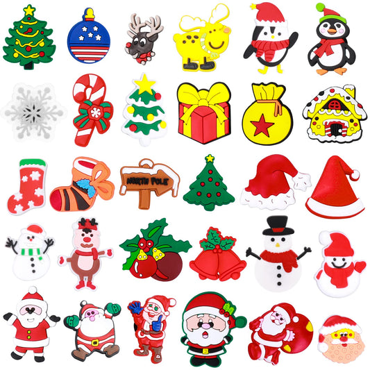 Lusofie 30pcs Christmas Shoe Charms?PVC Different Accessories Charms for Shoes Bracelets Birthday Party Favor Decorations