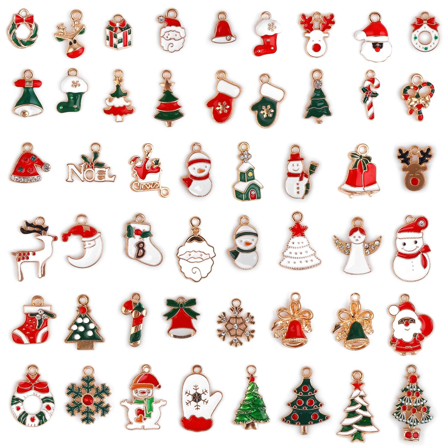 Lusofie 50pcs Christmas Charms Cute Alloy Christmas Pendant Reindeer Snowman jewelry Charm for DIY Necklace Bracelet