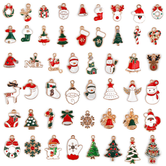 Lusofie 50pcs Christmas Charms Cute Alloy Christmas Pendant Reindeer Snowman jewelry Charm for DIY Necklace Bracelet